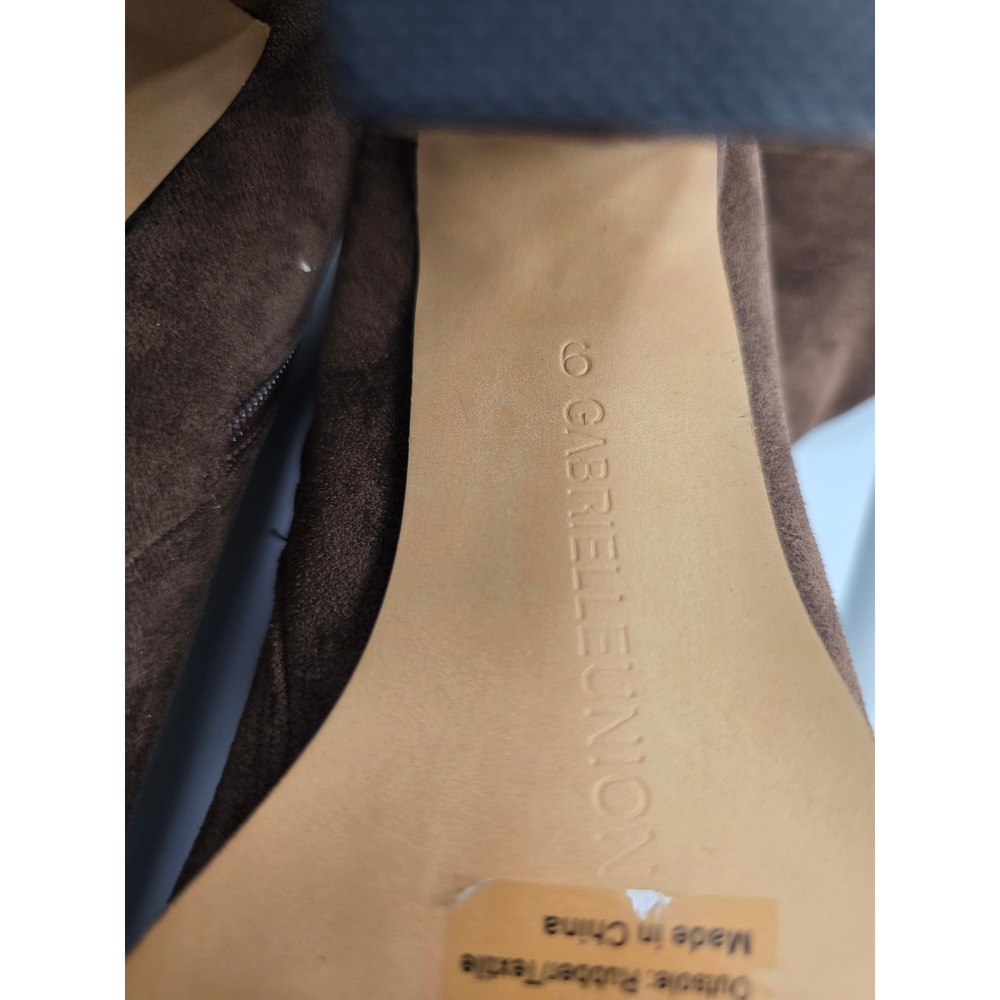 Gabrielle Union Brown Suede Square Toe Block Heel Ankle Boots Women's Size 9 - Picture 7 of 8